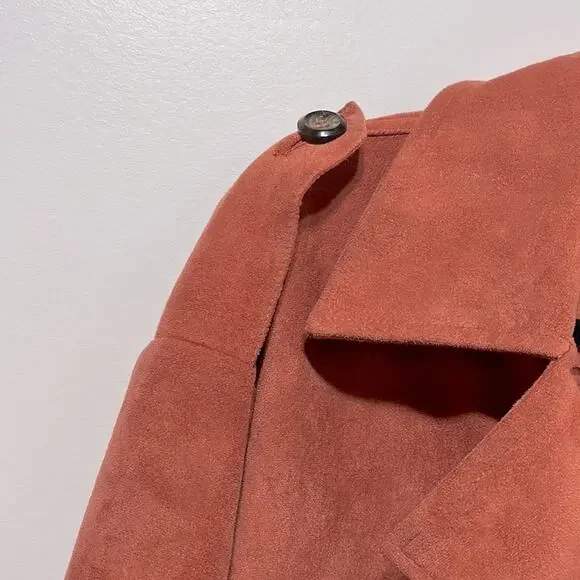 Tularosa Vanessa Rust Faux Suede Trench Coat Size M